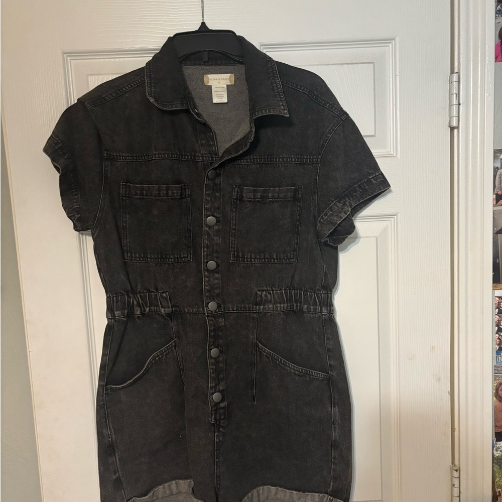 Black Denim Button-Up Dress